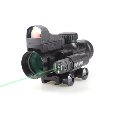 155 mm de longitud Prismático de alcance de caza 4x32 con láser rojo y Mini Red Dot