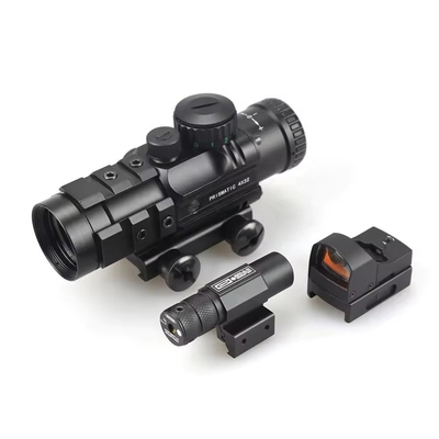 155 mm de longitud Prismático de alcance de caza 4x32 con láser rojo y Mini Red Dot