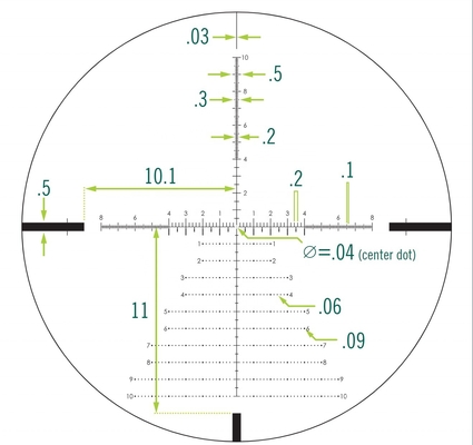 Vórculo óptico 5-25x56FFP 34mm con retícula de vidrio y diámetro de lente objetivo de 56mm