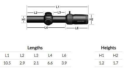 18.5oz 1-6x24 SFP Visión óptica AR-BDC3 Retículo 30 mm tubo con ajuste de paralaje fijo