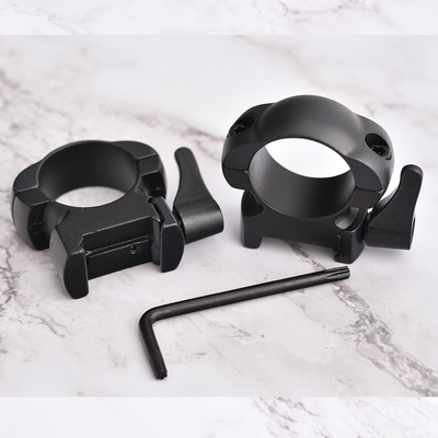 1 pulgada de acero mediano de liberación rápida anillos de visión de alcance montajes negro revestido acabado duradero