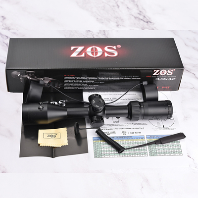Objetivo óptico esencial ZOS 3-9x42 R6 Primer plano focal Objetivo con iluminación roja