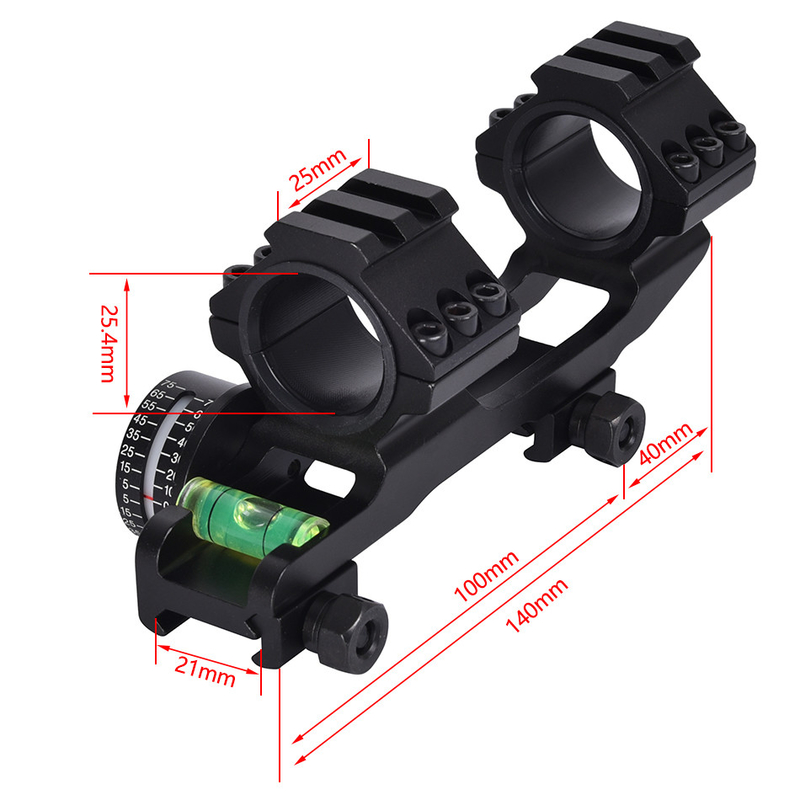 Alcance montaje negro mate acabado anillos dobles Indicador de nivel de burbuja y ángulo para 21 mm